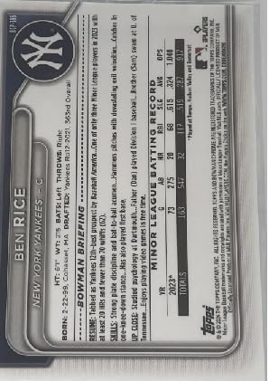 2024 Bowman Chrome Ben Rice Mega Box Mojo Refractor MLB Baseball Trading RC Rookie Card #BCP186 D1238
