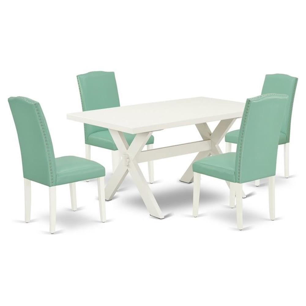 5 Piece Kitchen Table Set with Faux Leather Chairs V985