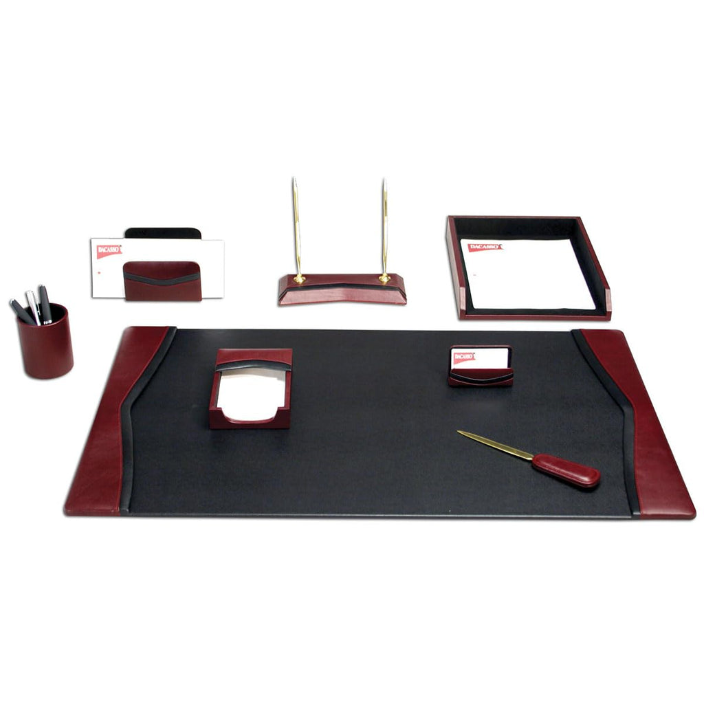 Burgundy Leather 8-Piece Desk Set Q993312
