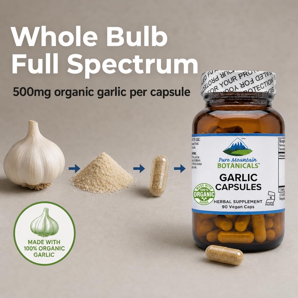 Garlic Capsules 500mg 90 Veggie Capsules Q412