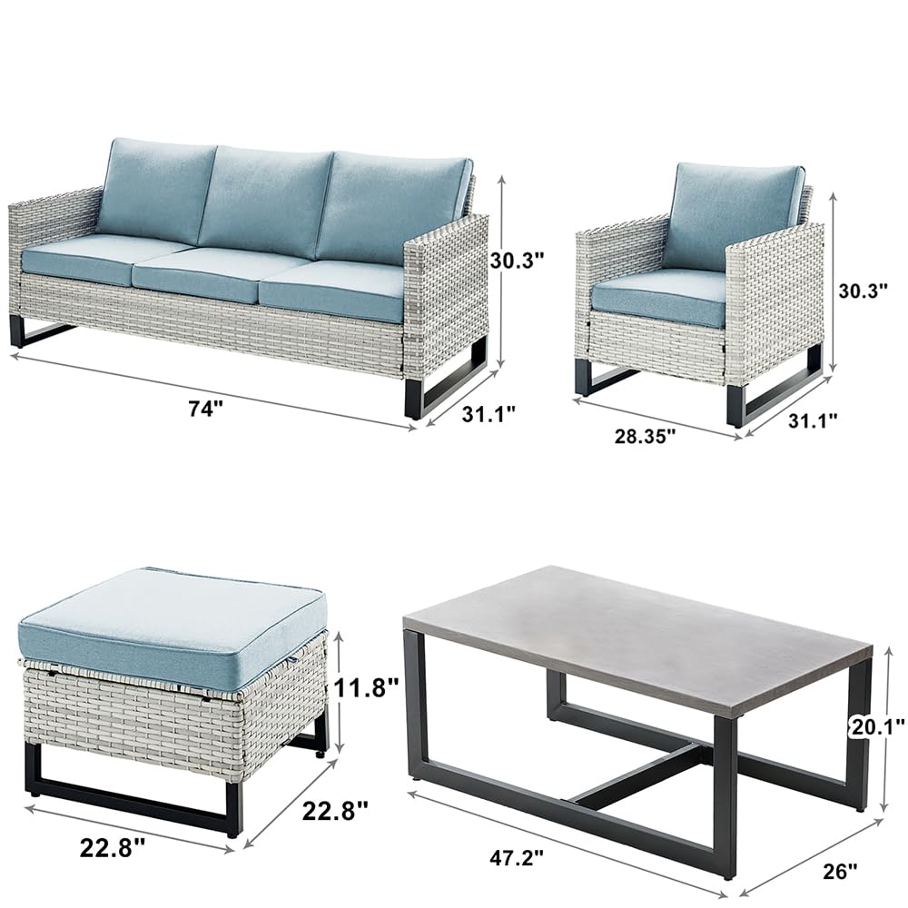 6 Piece Wicker Patio Conversation Set S2152