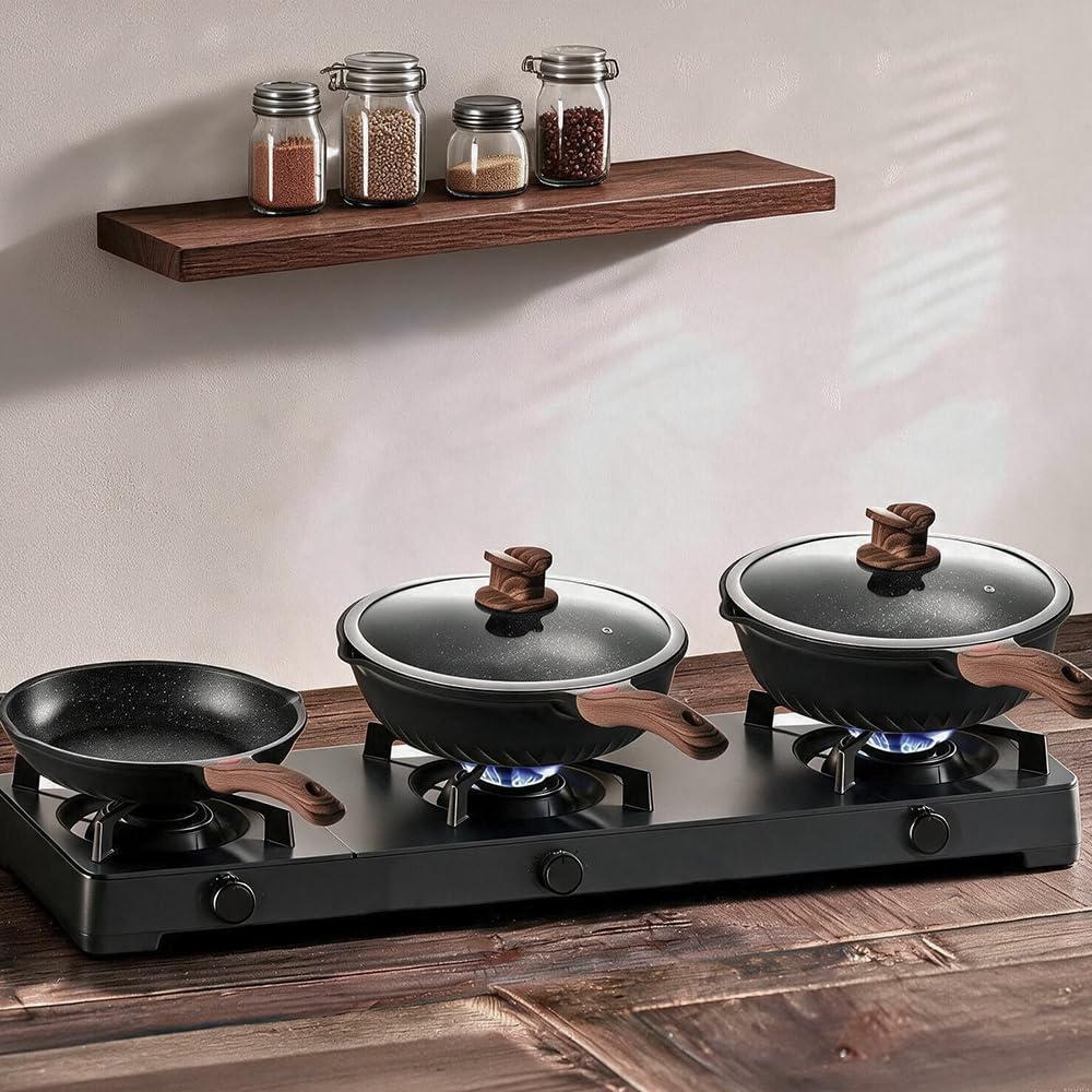 12 Pc Nonstick Deep Frying Pan Cookware Set C944433