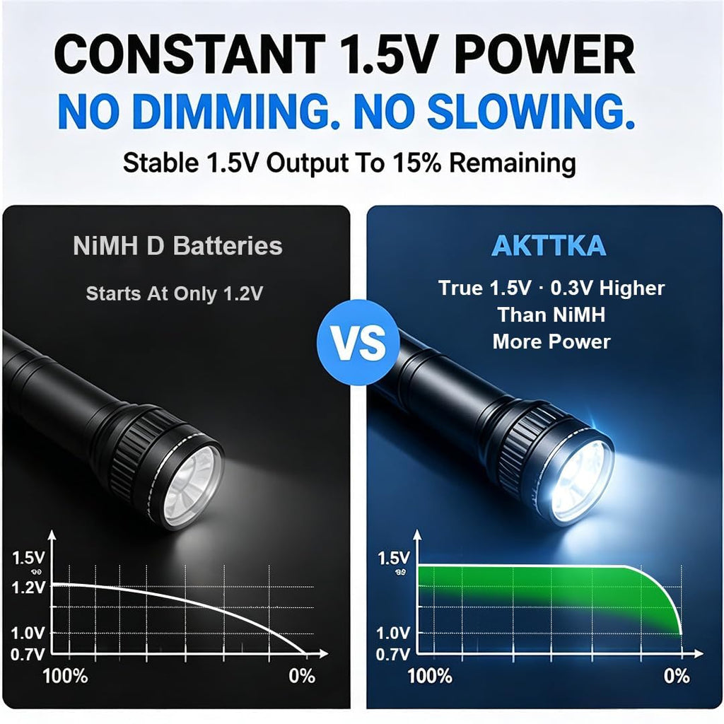 4 Pack Rechargeable D Batteries 1.5V Lithium O919397