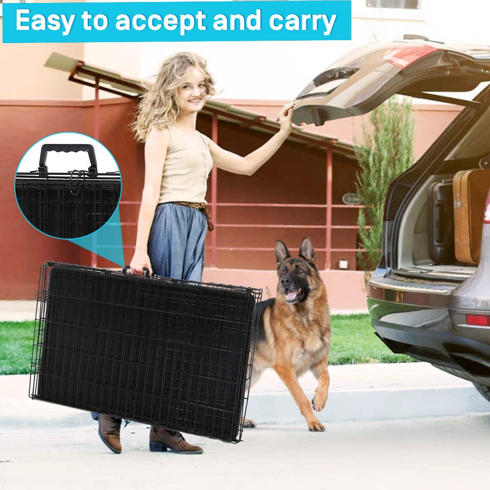 48" Heavy Duty Folding Wire Metal Dog Crate with Divider A725