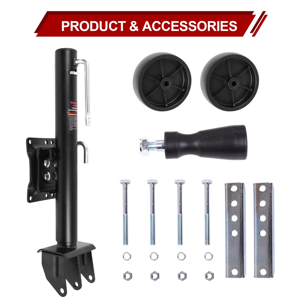 2000 lbs Dual Wheel Trailer Jack with 6" Caster Wheels R75141