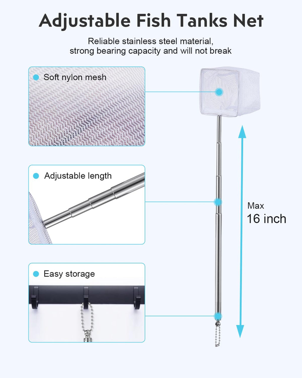 7-in-1 Fish Tank Cleaning Kit with Algae Scraper & Aquarium Brushes S38237