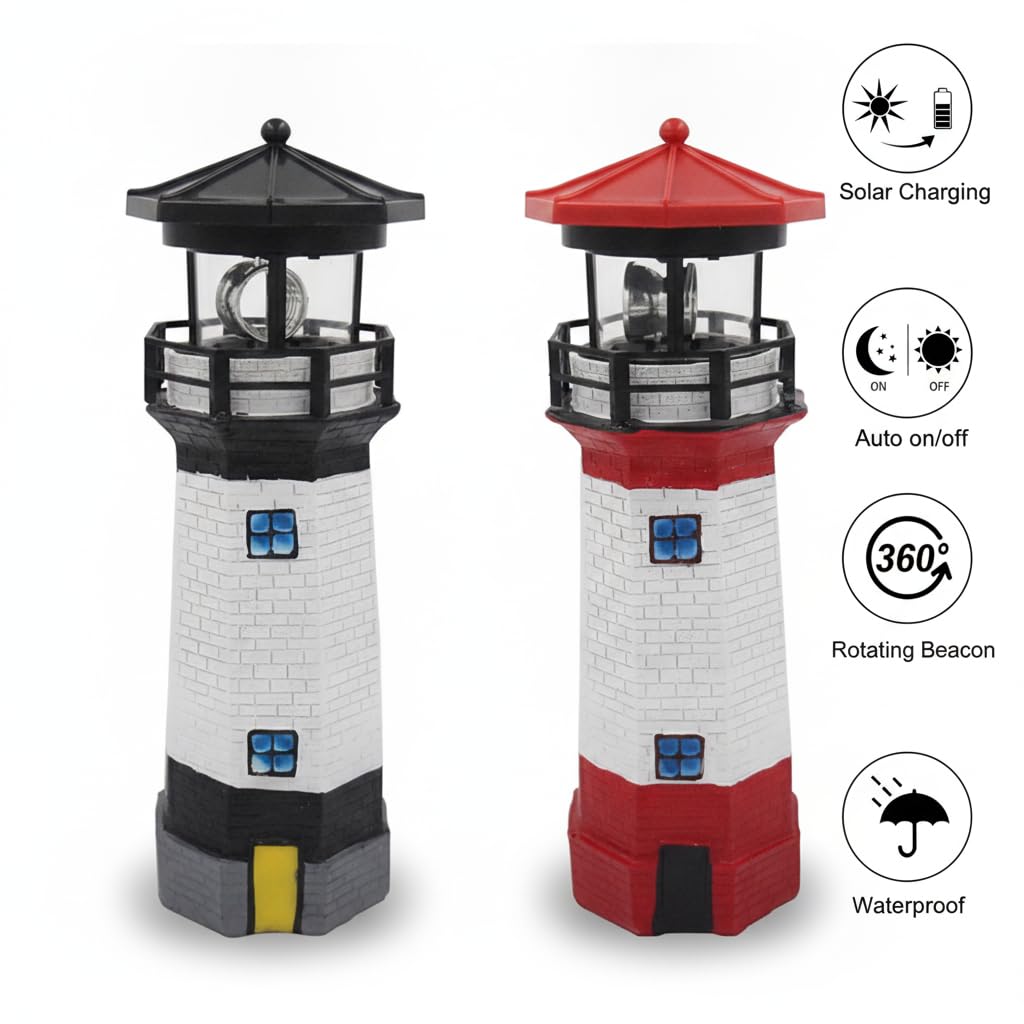 Solar Lighthouse Rotating Beacon Light Q2654