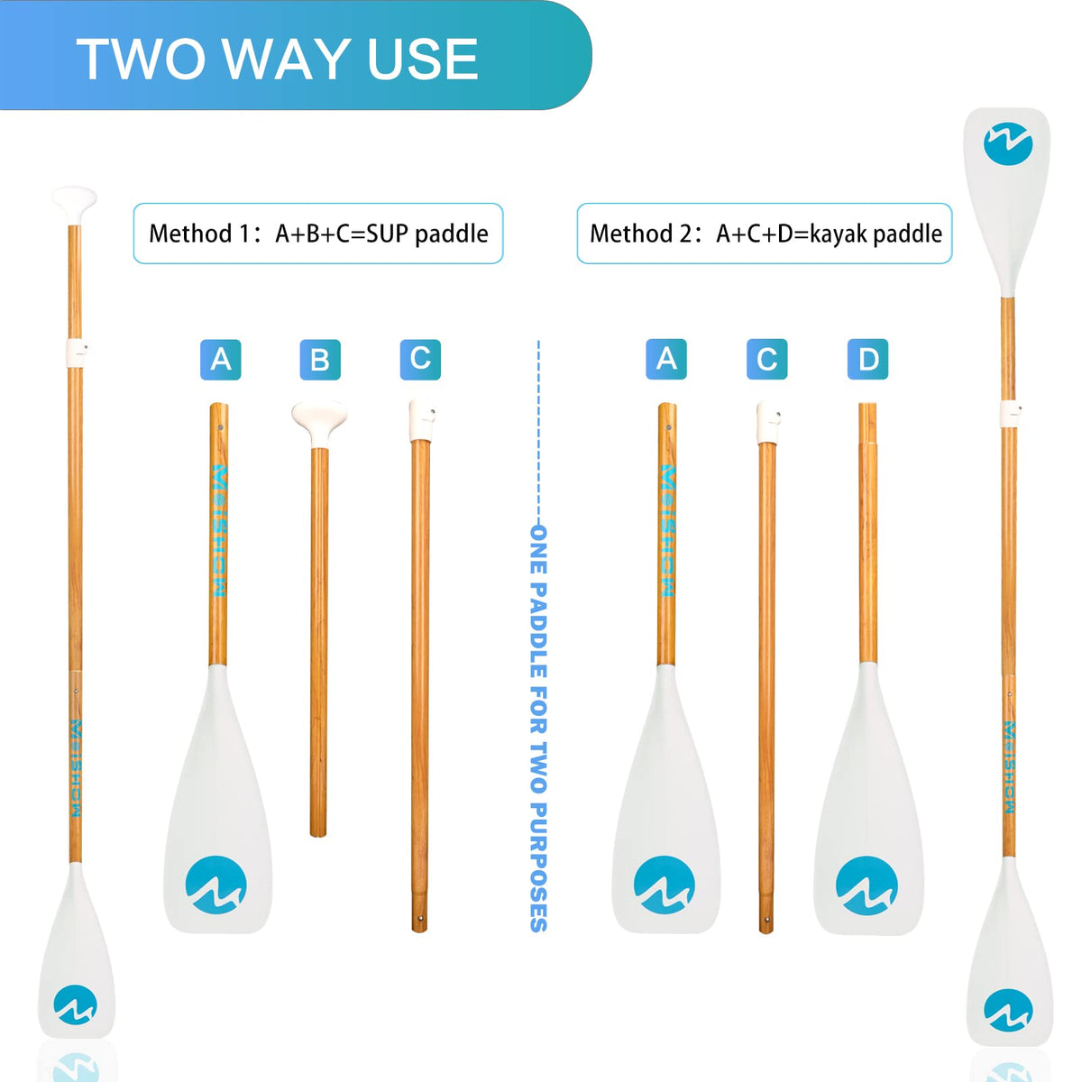Adjustable 4-Piece Floating Aluminum SUP Paddle J171171