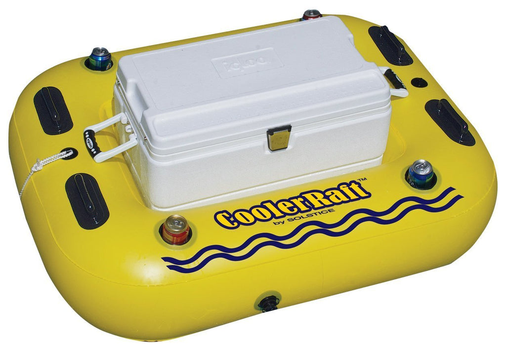 Yellow Inflatable Tube Float with Grab Handles and Cupholders C998