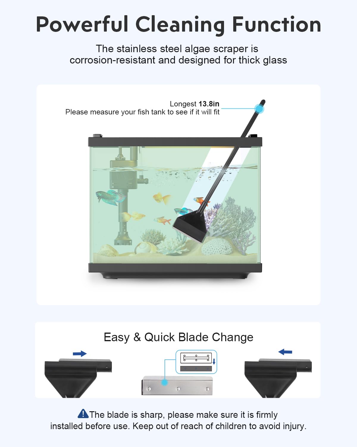 7-in-1 Fish Tank Cleaning Kit with Algae Scraper & Aquarium Brushes S38237