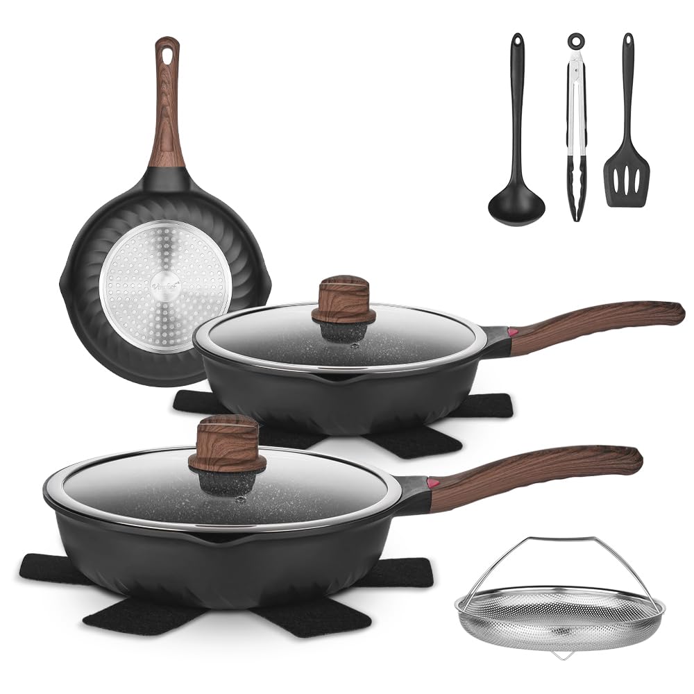 12 Pc Nonstick Deep Frying Pan Cookware Set C944433