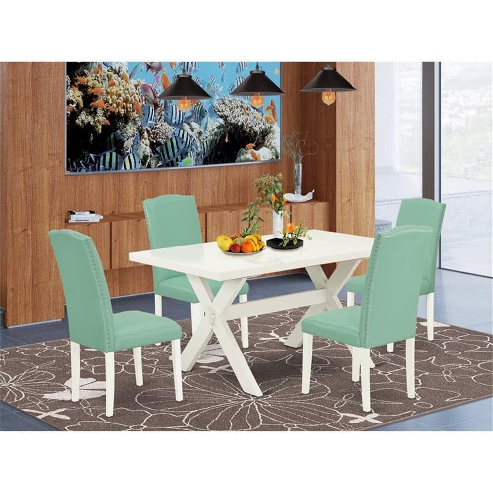 5 Piece Kitchen Table Set with Faux Leather Chairs V985
