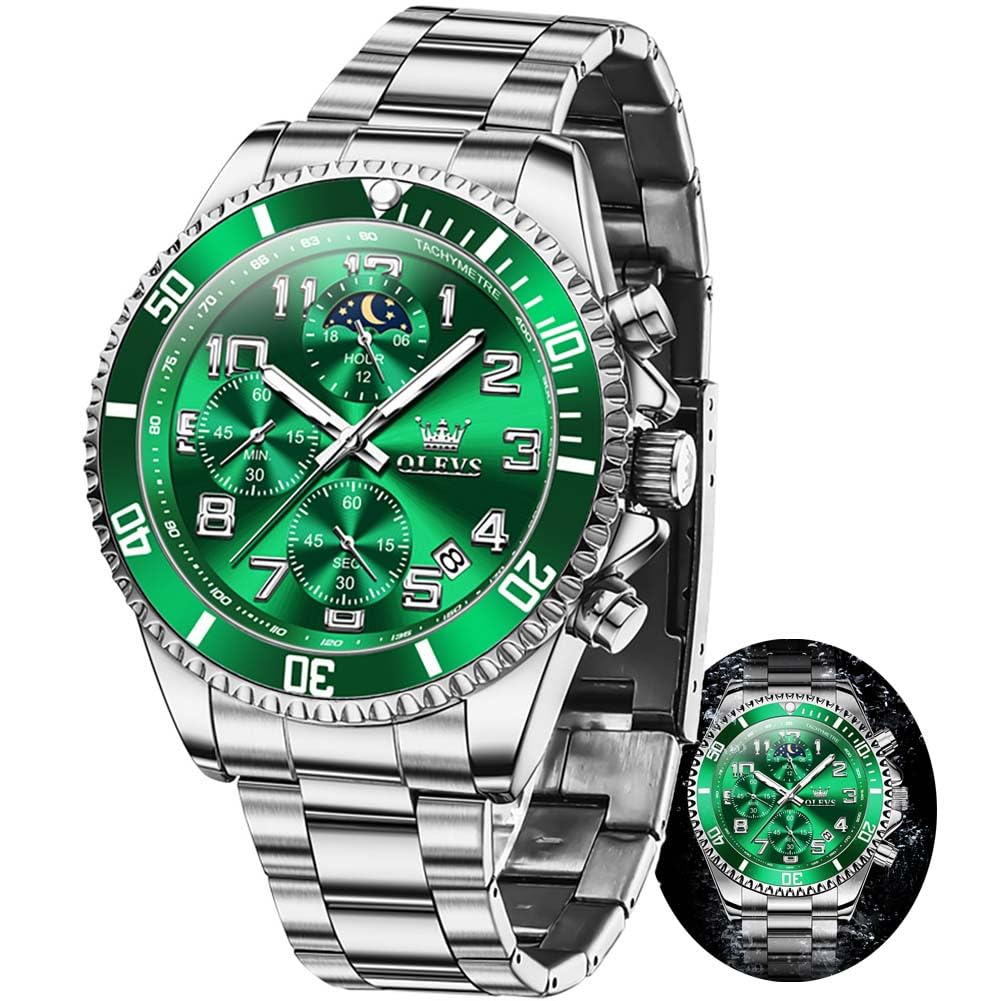 Men Luxury Chronograph Stainless Steel Waterproof Quartz Analog Watch G245220
