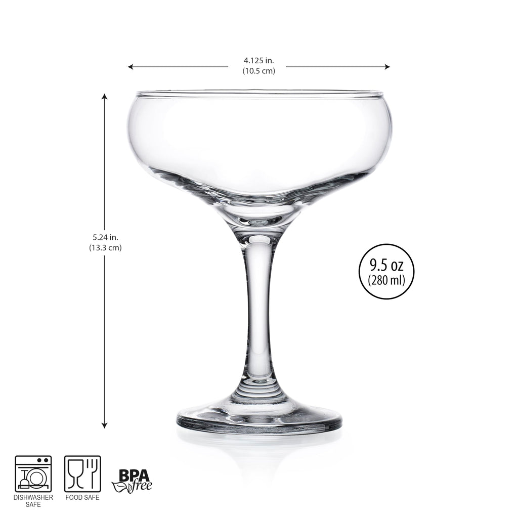 9.5 oz Coupe Cocktail Glasses Set 6 Pcs W62085
