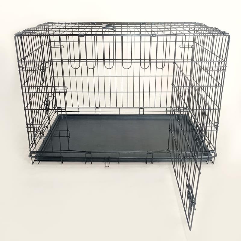24-Inch Folding Metal Dog Crate with Removable Tray H435