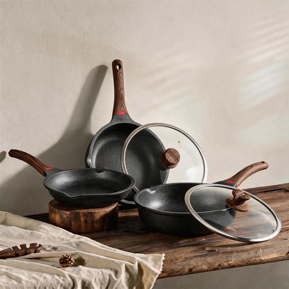 12 Pc Nonstick Deep Frying Pan Cookware Set C944433