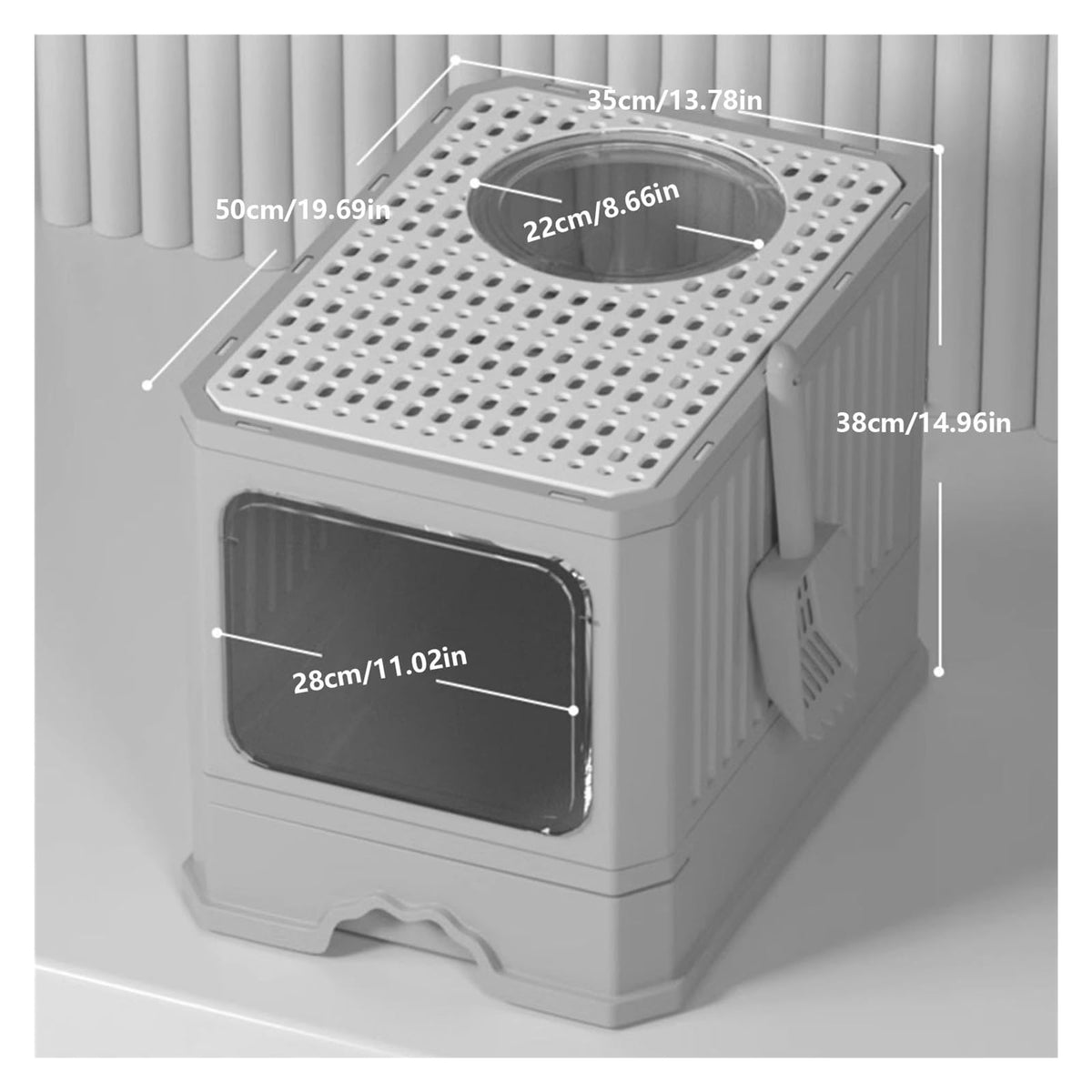 Foldable Cat Litter Box with Lid and Scoop S49101