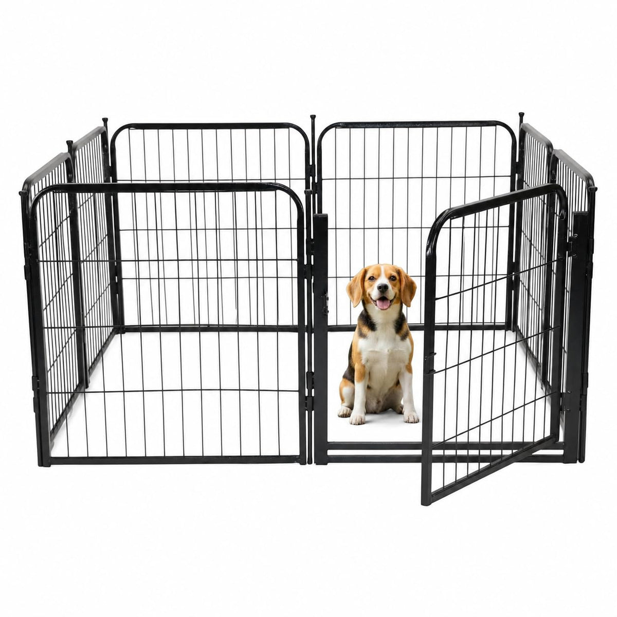 24 inch 8 Panel Portable Black Metal Pet Playpen L512369