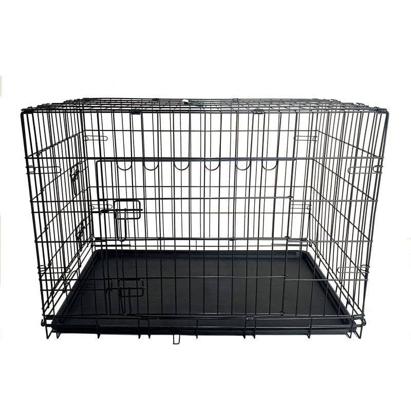 24-Inch Folding Metal Dog Crate with Removable Tray H435