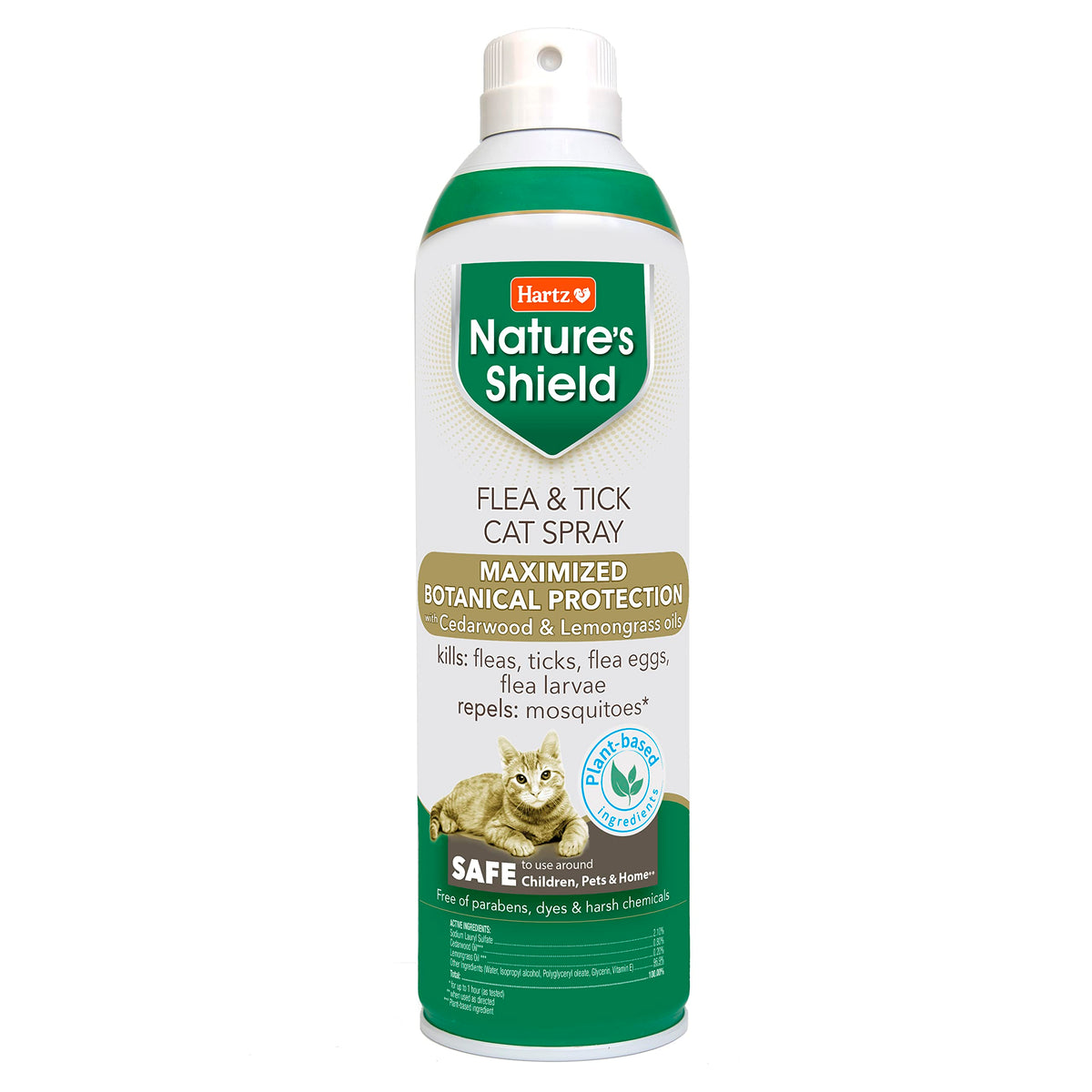 Flea & Tick Spray Treatment for Cats with Cedarwood and Lemongrass Oil, 14 Ounces N192619