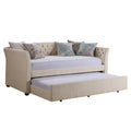 Beige Velvet Tufted Upholstered Twin Daybed with Trundle P86336