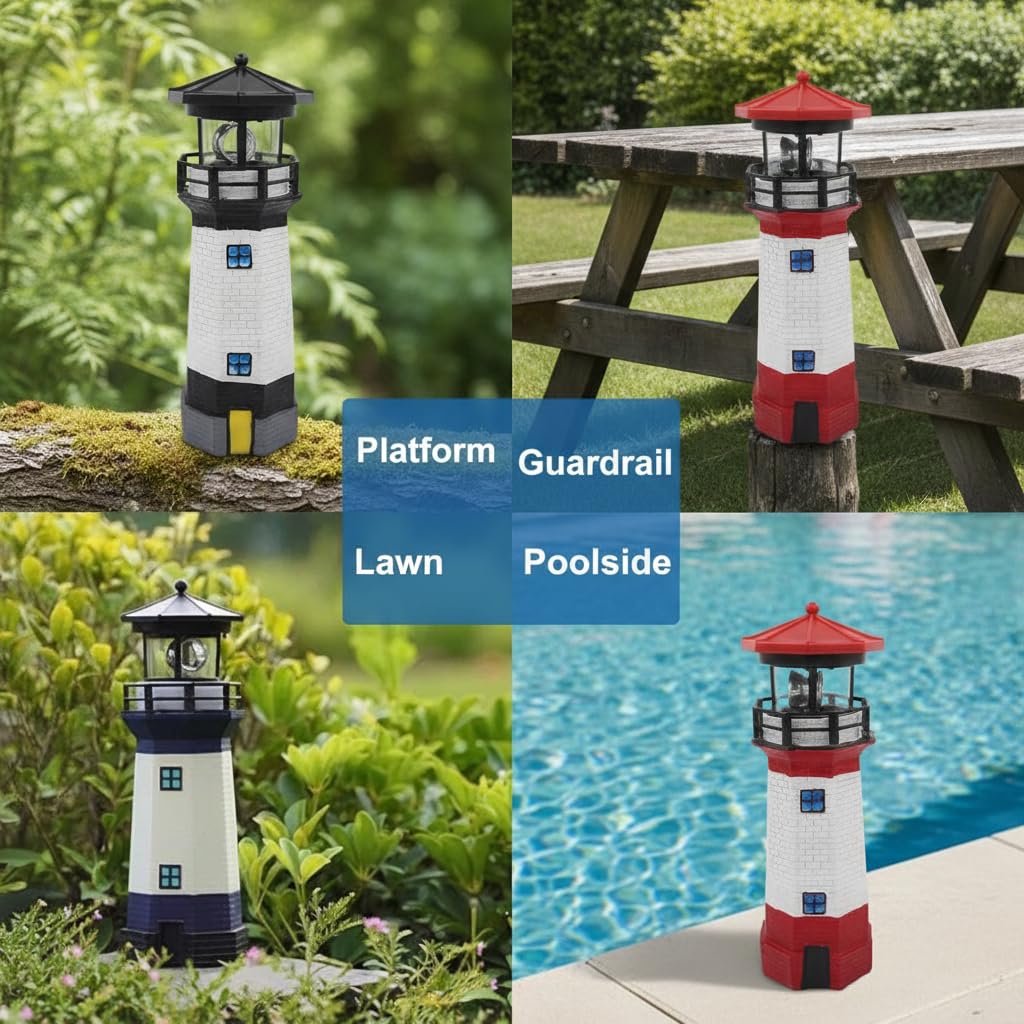 Solar Lighthouse Rotating Beacon Light Q2654