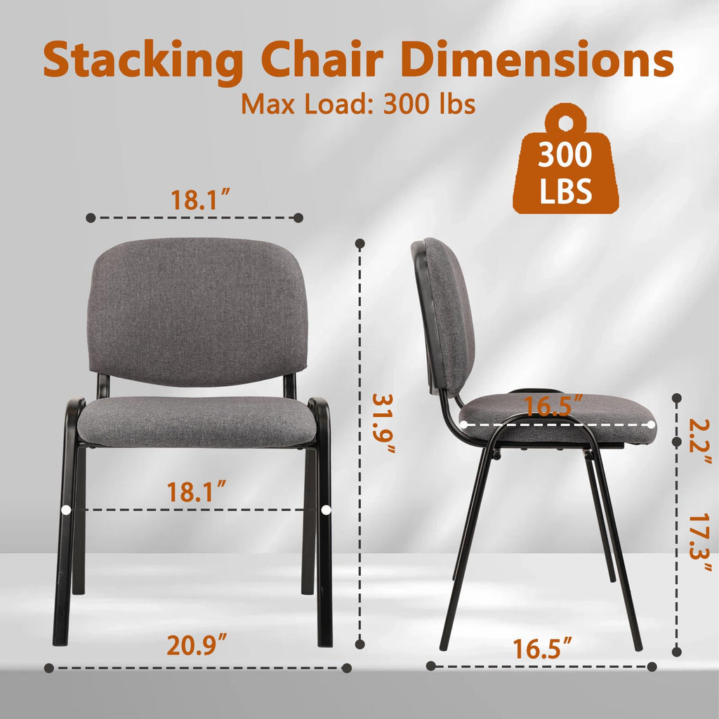Set of 5 Grey Fabric Stackable Chairs Metal Frame I5307