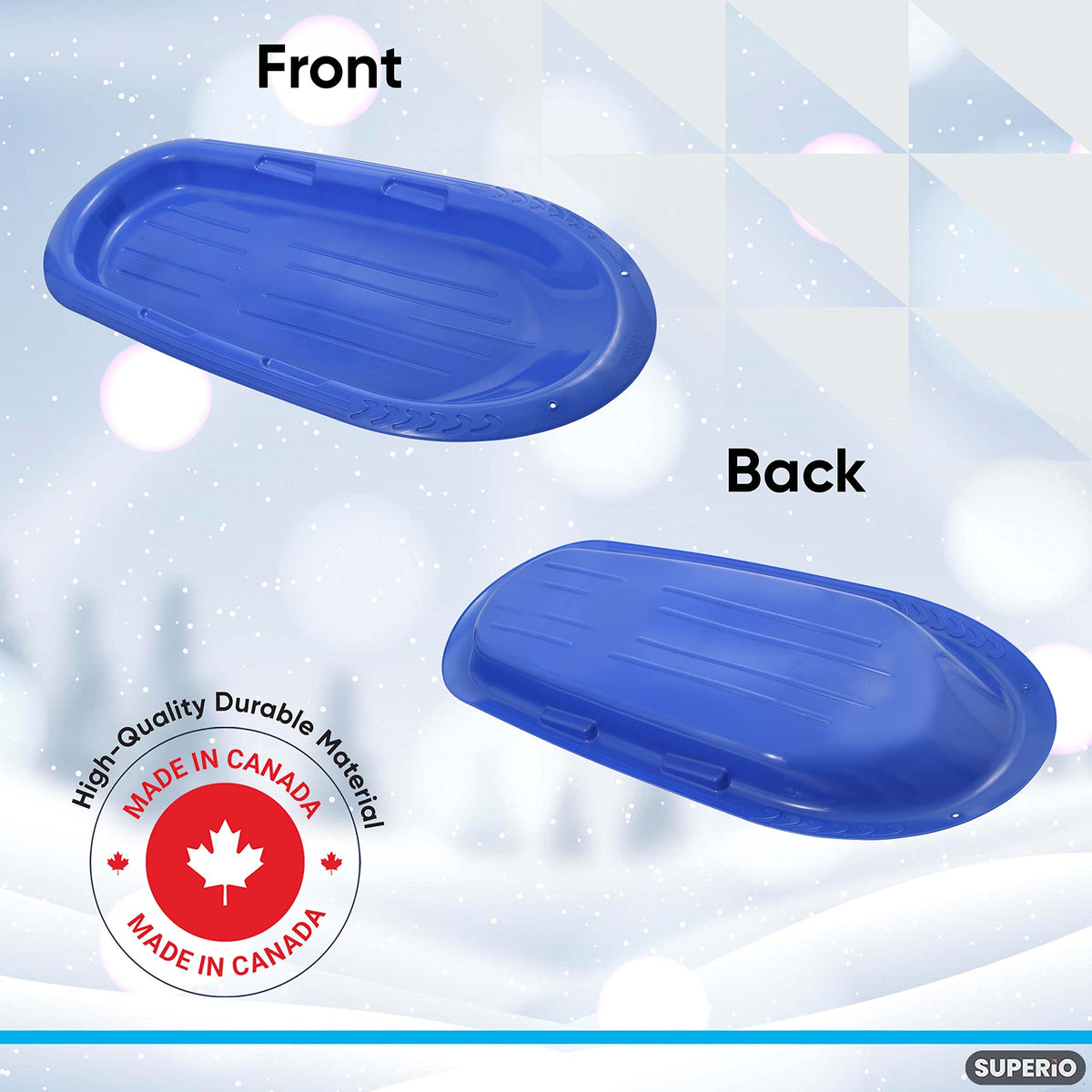 36" 48" Heavy Duty Plastic Toboggan Snow Sled with Handles, 3 Pack K2130