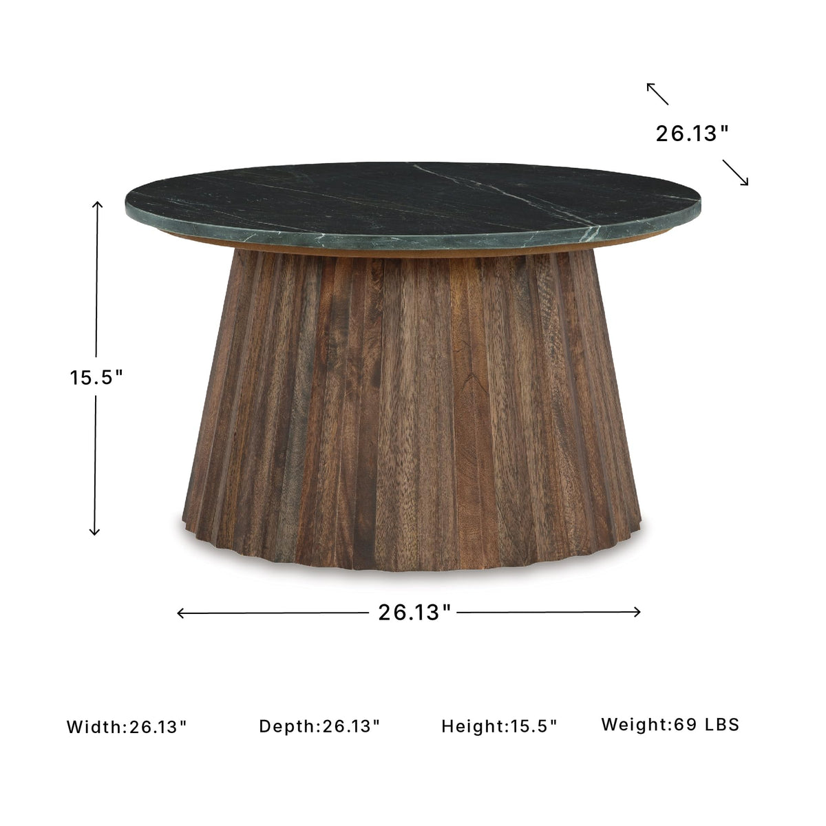 Round Fluted Marble Coffee Table S9729