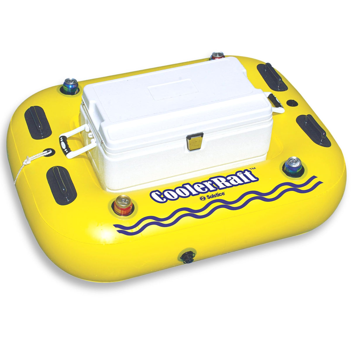 Yellow Inflatable Tube Float with Grab Handles and Cupholders C998