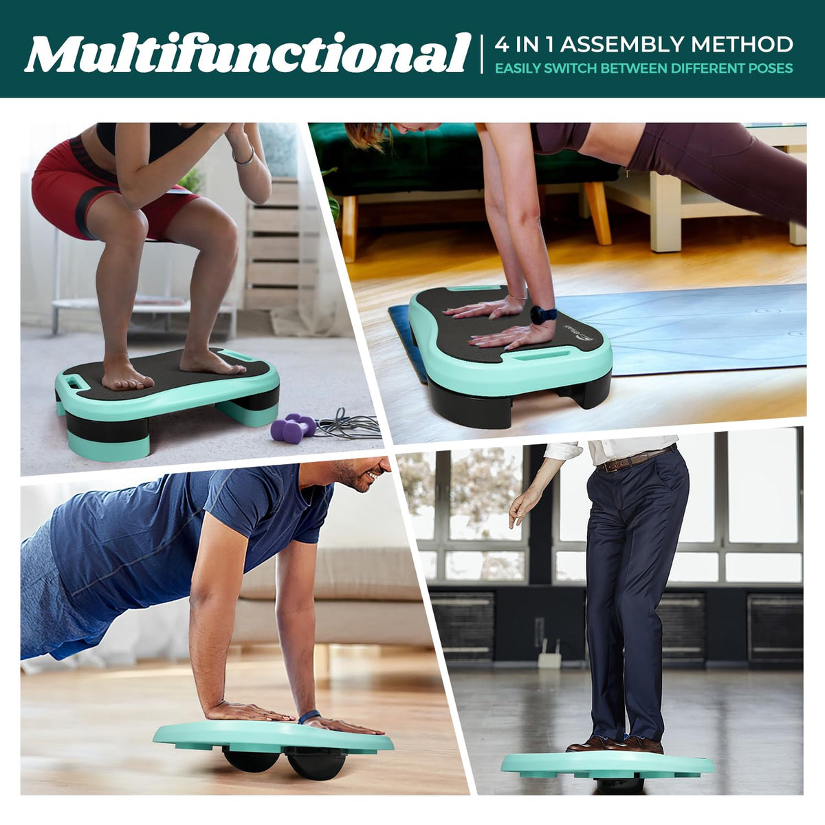 Exercise Step Platform with Cushion and 2 Adjustable Height Risers V3264