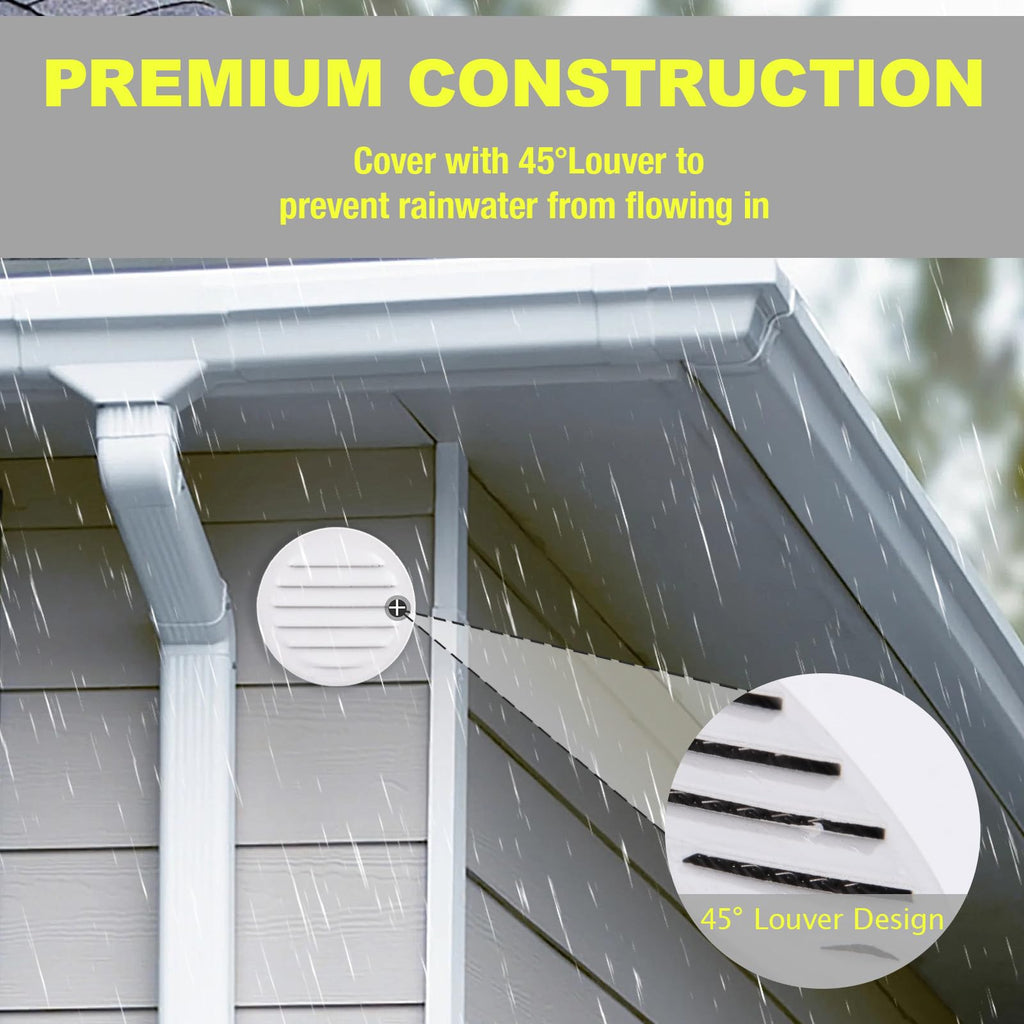 Round Aluminum Louver with Debris Screen, 2 Inches, White, 6-Pack O12000
