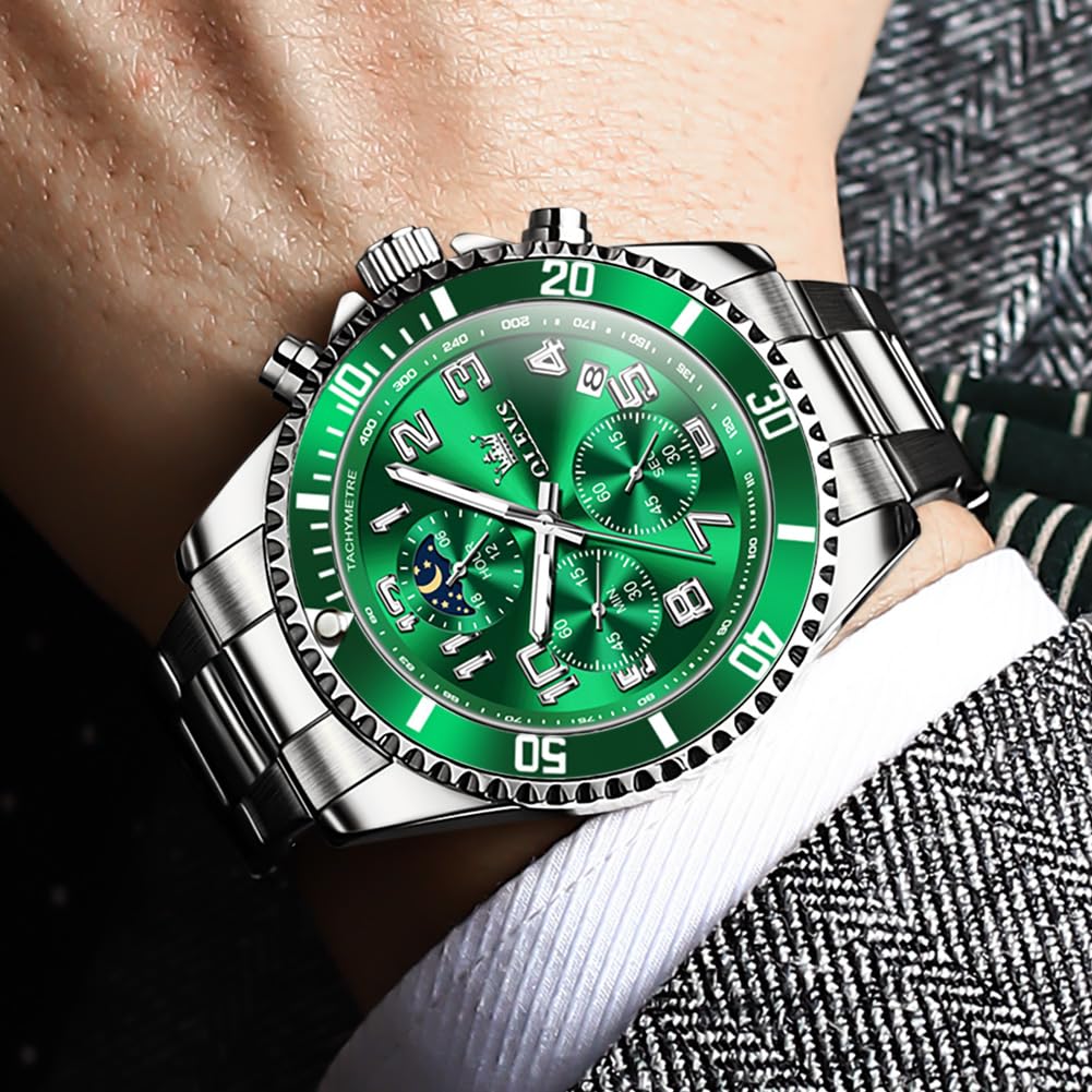Men Luxury Chronograph Stainless Steel Waterproof Quartz Analog Watch G245220