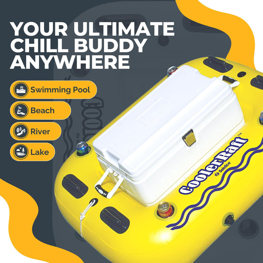 Yellow Inflatable Tube Float with Grab Handles and Cupholders C998