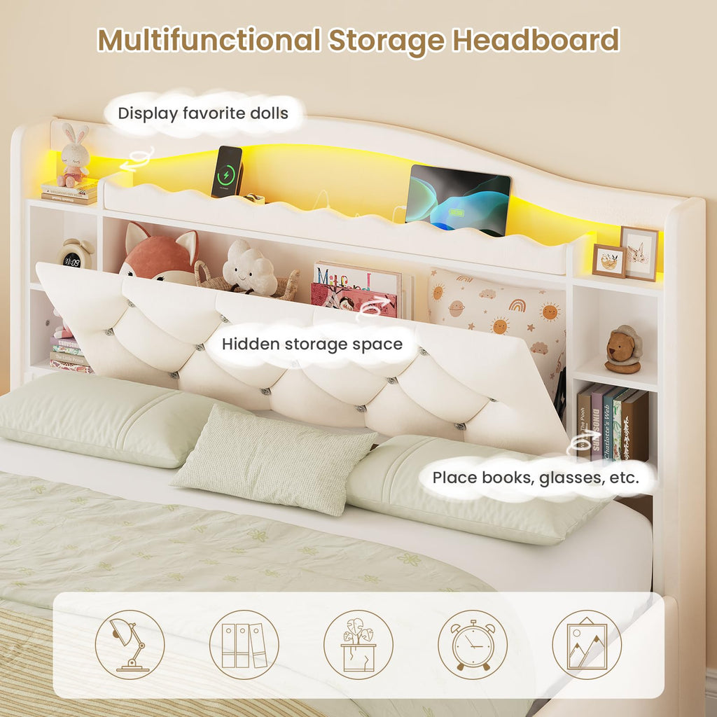 Full Size Velvet Upholstered Platform Bed with 4 Storage Drawers D527745