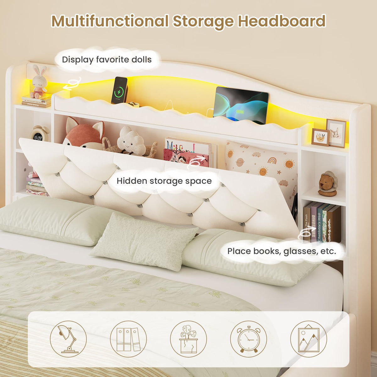 Full Size Velvet Upholstered Platform Bed with 4 Storage Drawers D527745