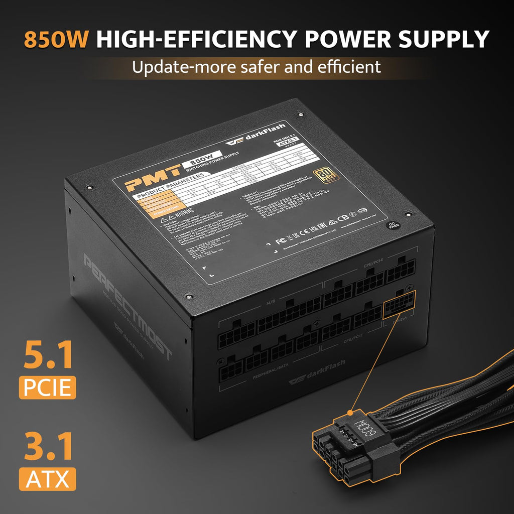 Fully Modular ATX 3.1 PCIe 5.1 80 Plus Gold Power Supply N862341