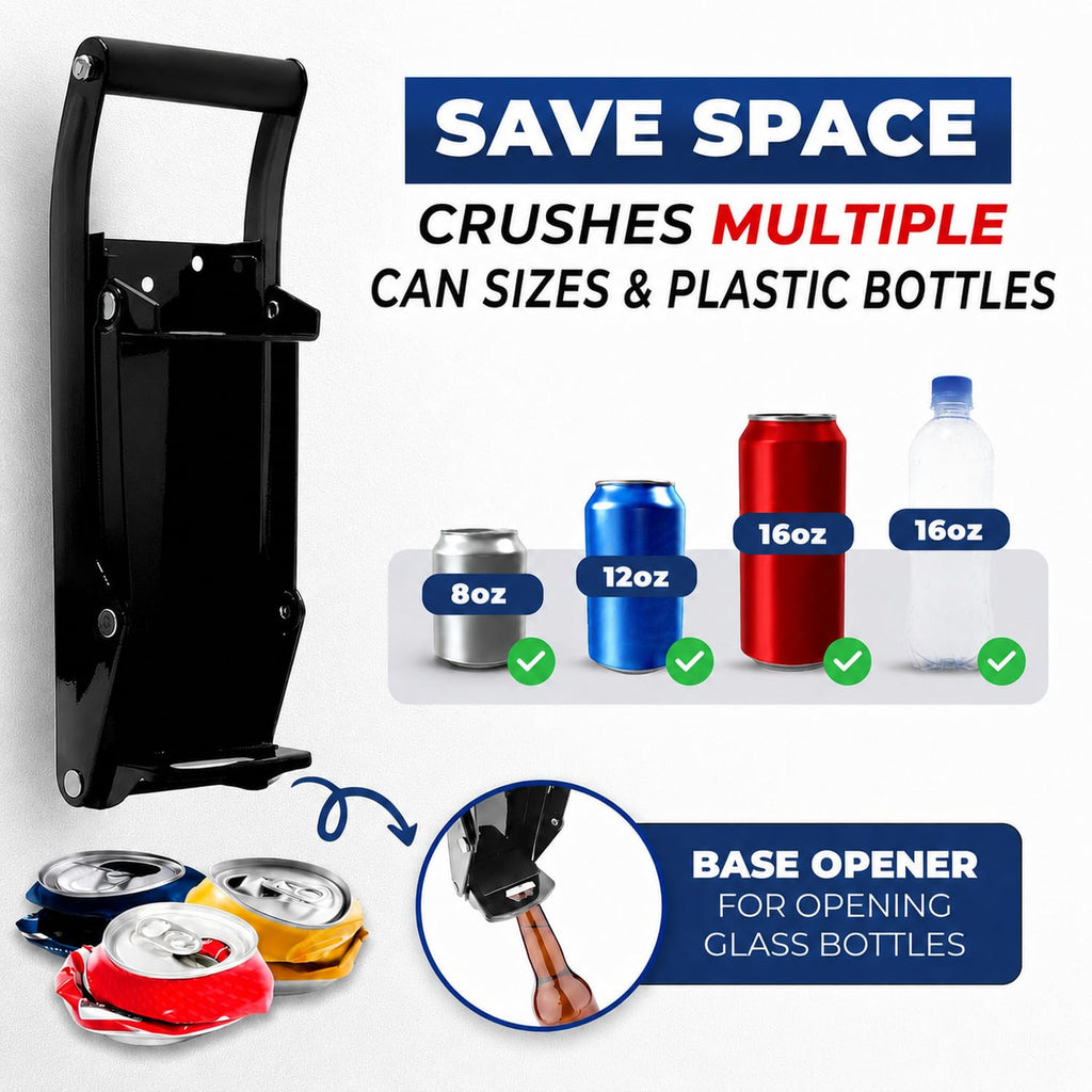 Wall Mounted Heavy Duty Can Crusher with Bottle Opener O374897