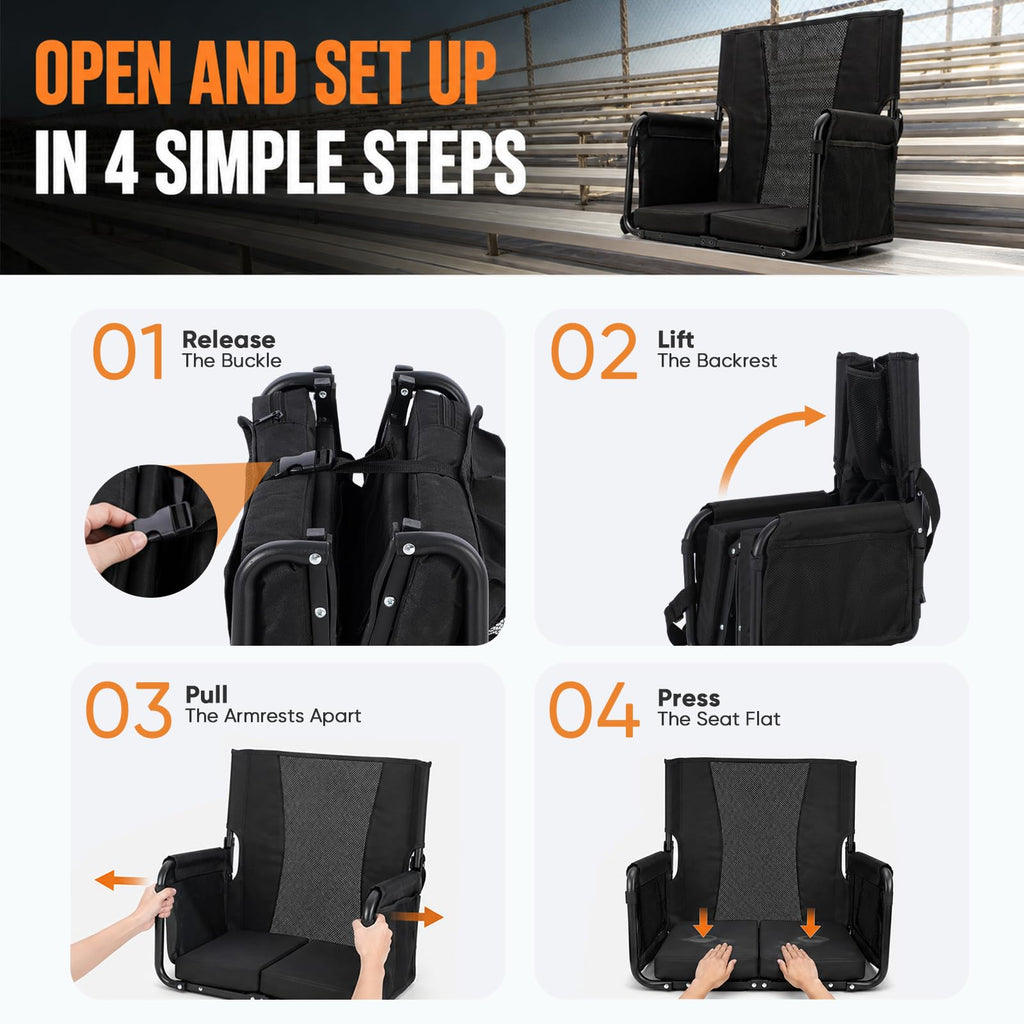 Stadium Seats with Back Support, Armrests & Cushion H878