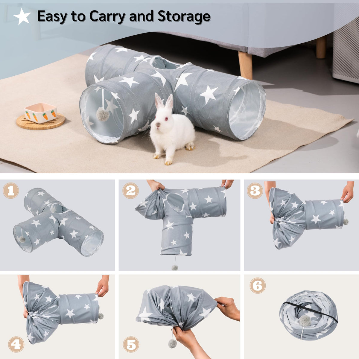 3 Way Collapsible Rabbit Tunnel Toy V513