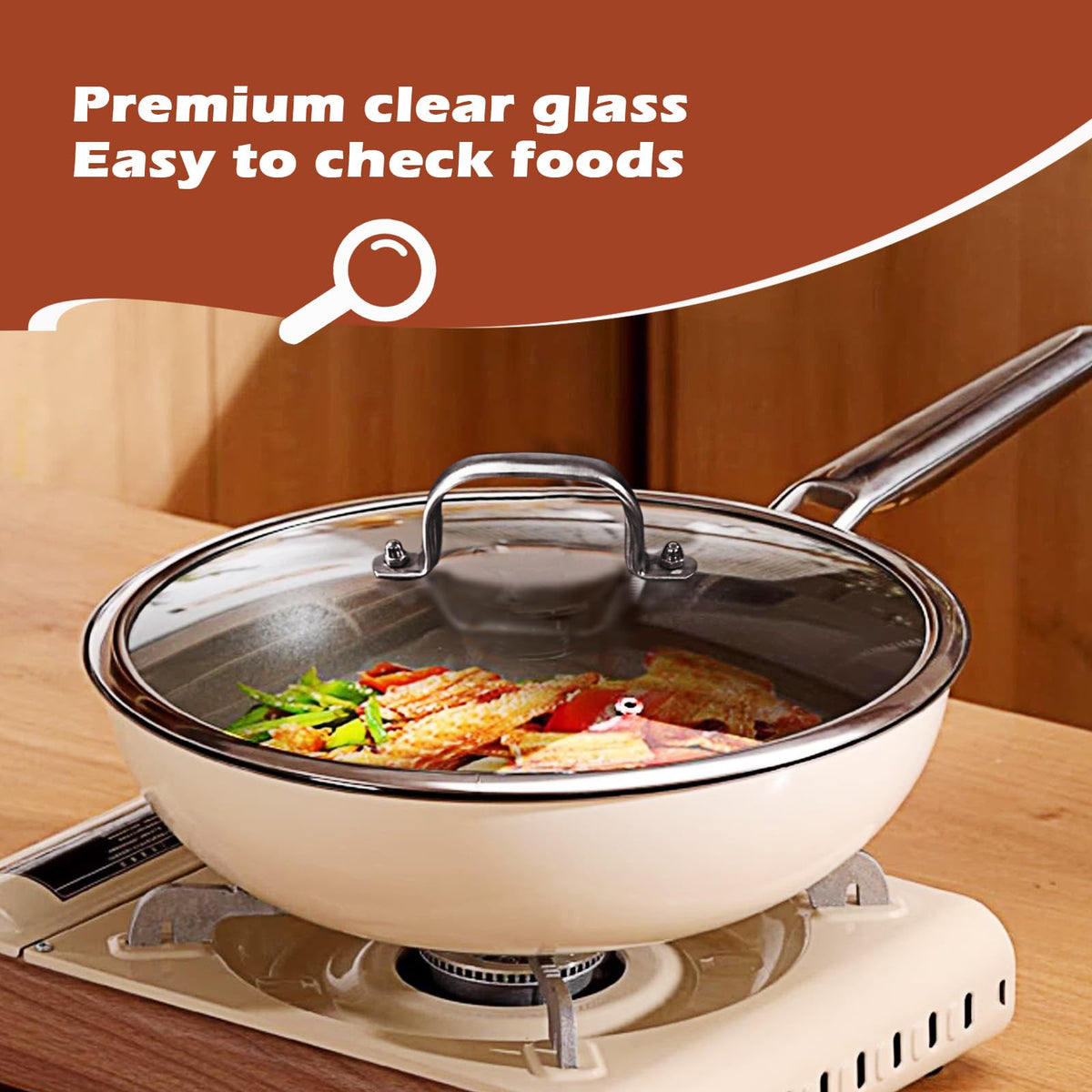 Stainless Steel Glass Lid for 12 Inch Pans and Pots G618