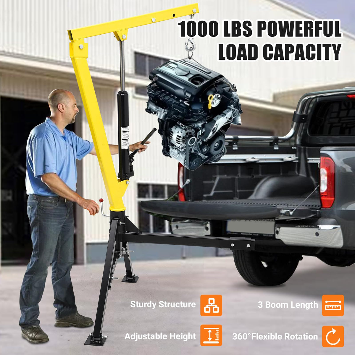 Hydraulic Pickup Truck Crane 1000 lbs Capacity M76024