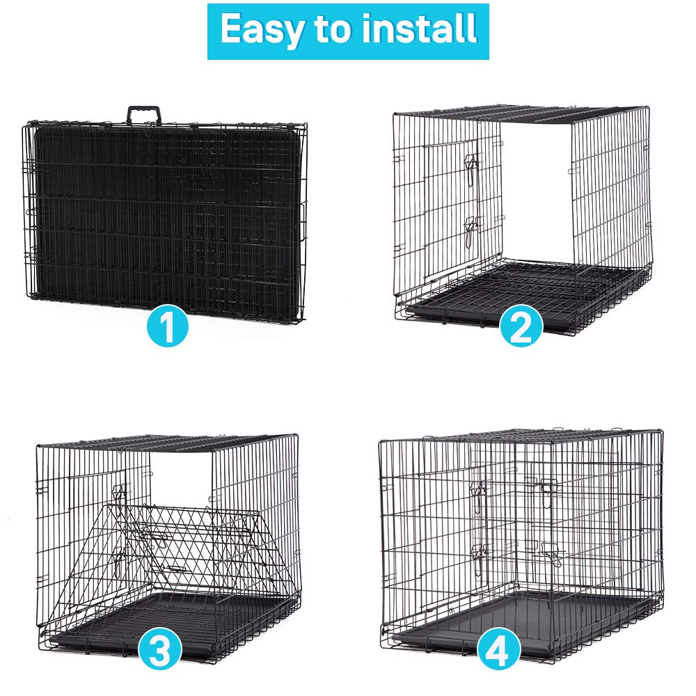 48" Heavy Duty Folding Wire Metal Dog Crate with Divider A725