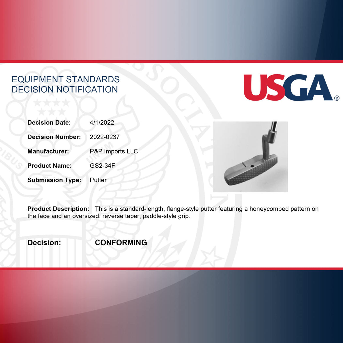 34” Right-Handed Mallet Putter with Milled Face X9862