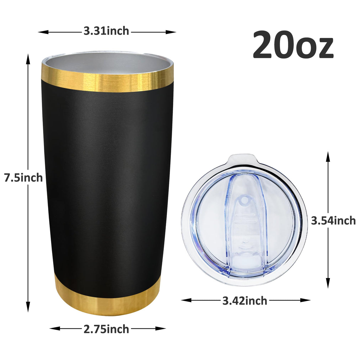 20 oz Insulated Stainless Steel Tumbler, Black, 1 Pack M258