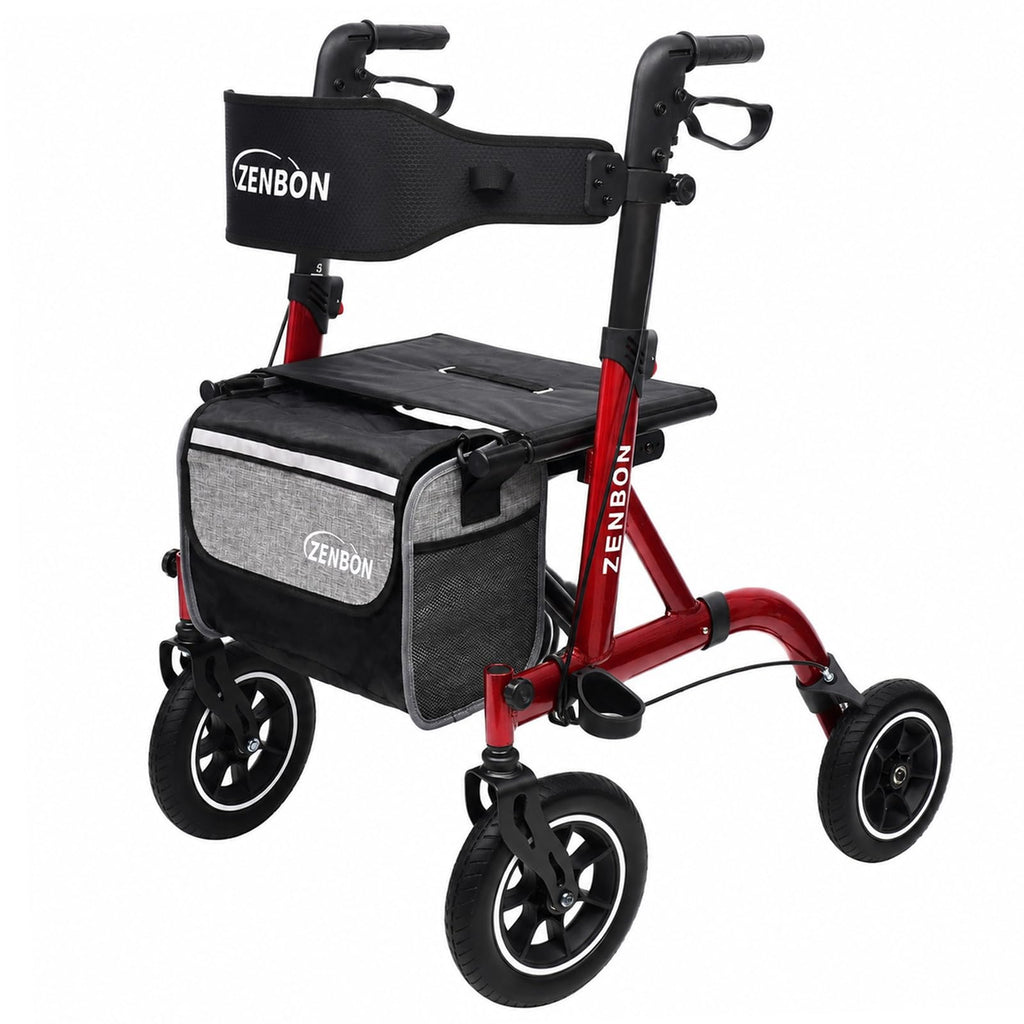 Foldable Rolling Walker with Seat 330 lbs Capacity 10 inch Wheels E871643