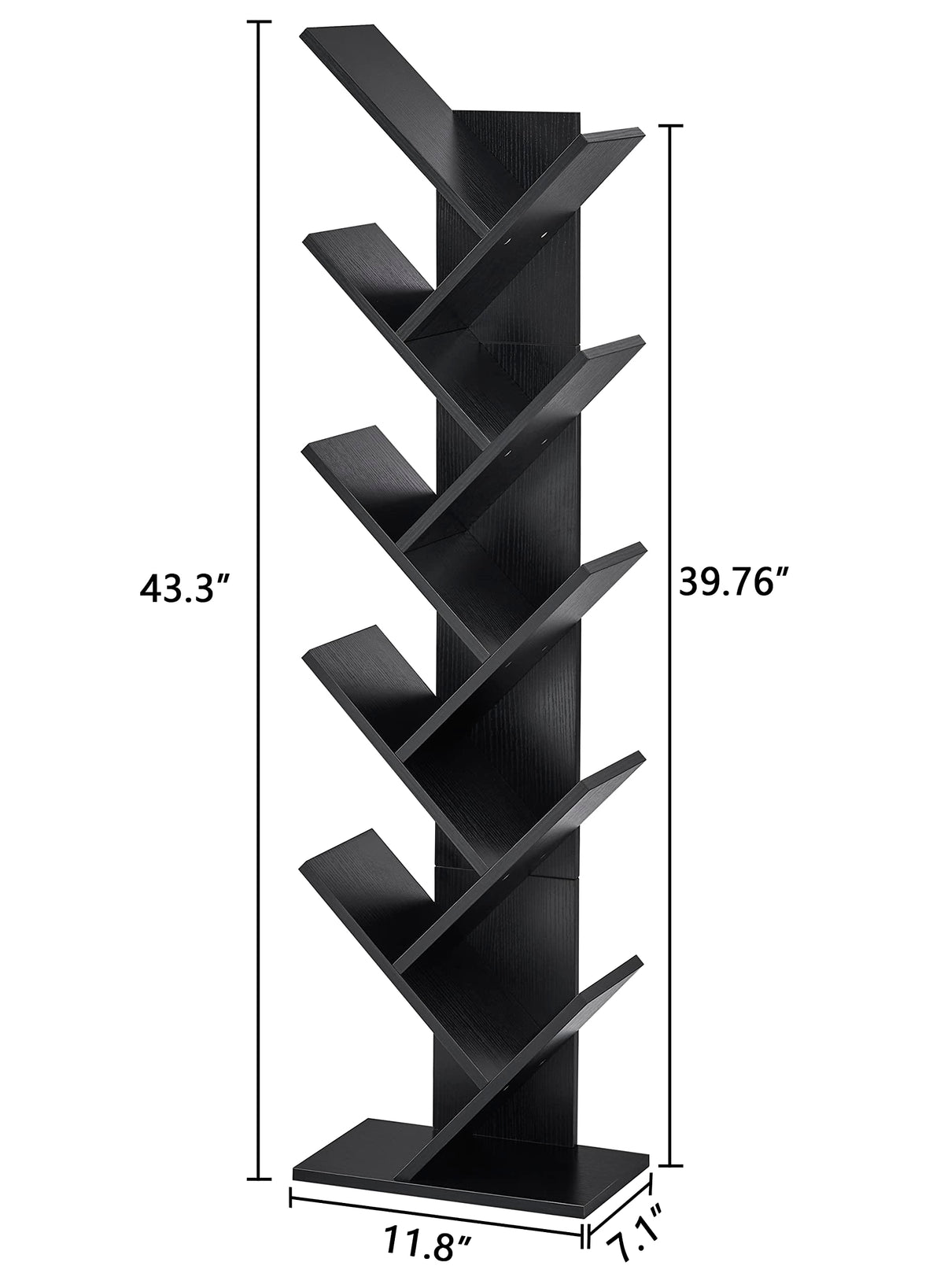 10 Tier Black Tree Bookshelf G9778