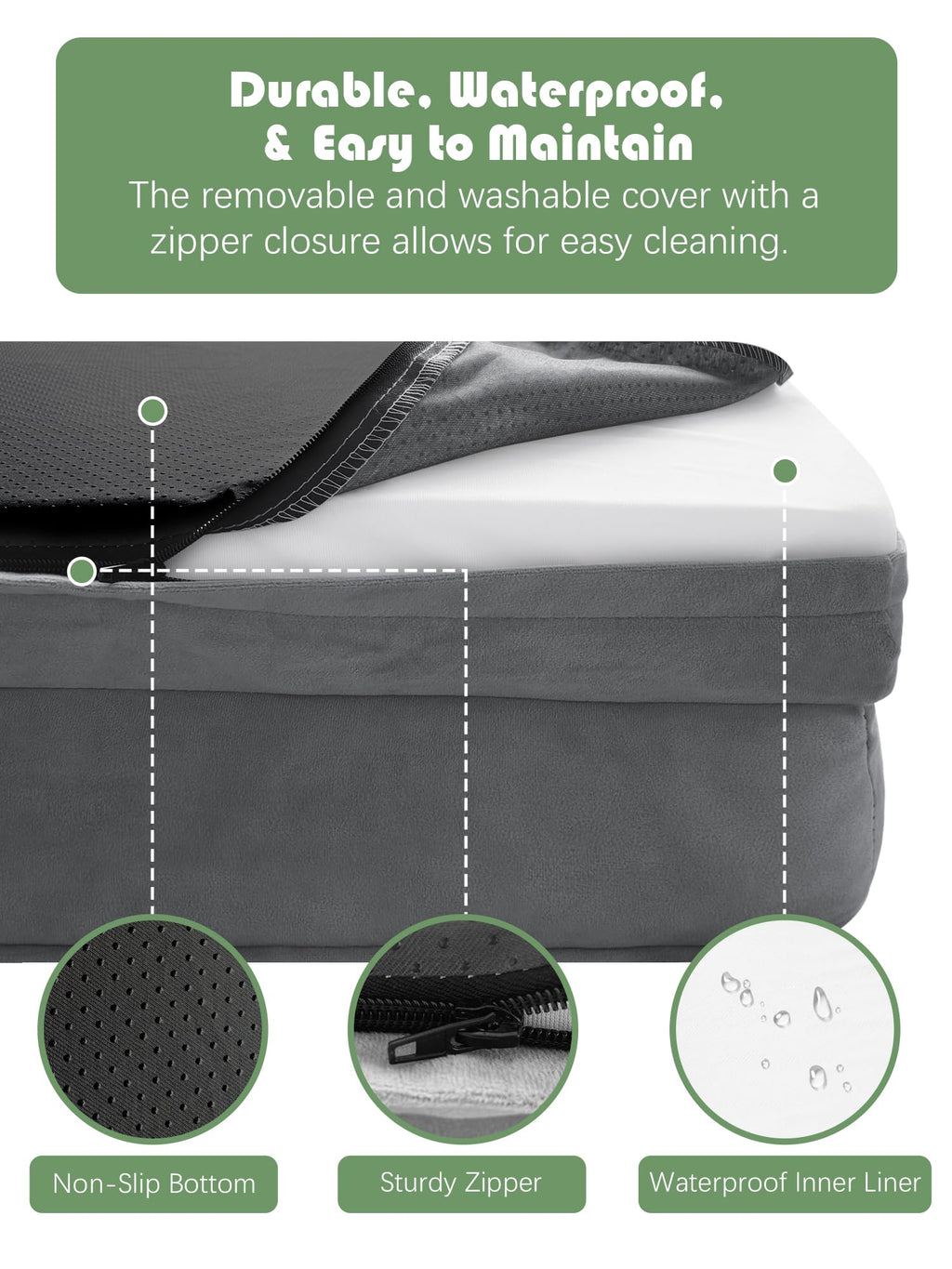 Orthopedic Dog Bed with Sides Grey U853