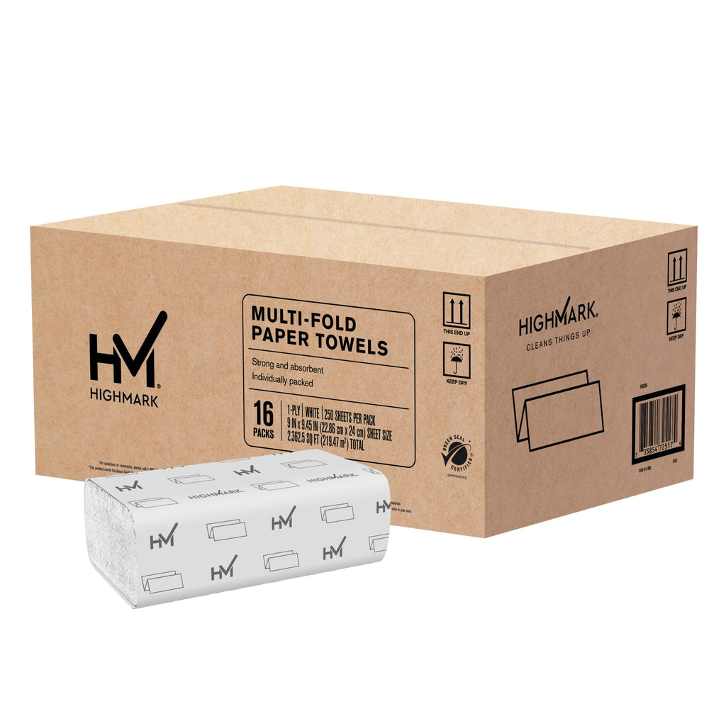 1-Ply White Recycled Paper Towels, 250 Sheets, 16 Packs F35472