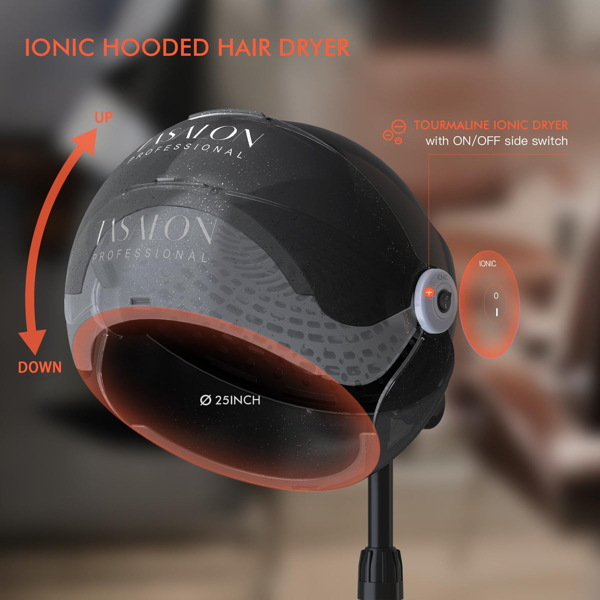 Black Portable Standing Hooded Hair Dryer M96131